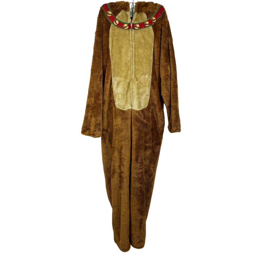 Briefly Stated Reindeer Moose Onesie XL Brown Hooded Pajamas Christmas Costume - Picture 2 of 15